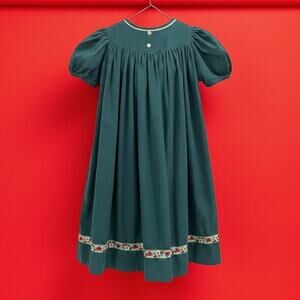Vtg. Strasburg Dress Girls Sz 2-3y Cotton Corduroy‎ Christmas Holiday Swiss